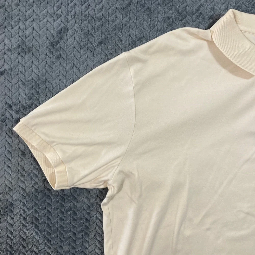 Polo Ralph Lauren Polo Shirt Mens L Classic Fit Cream Embroidered Logo Good